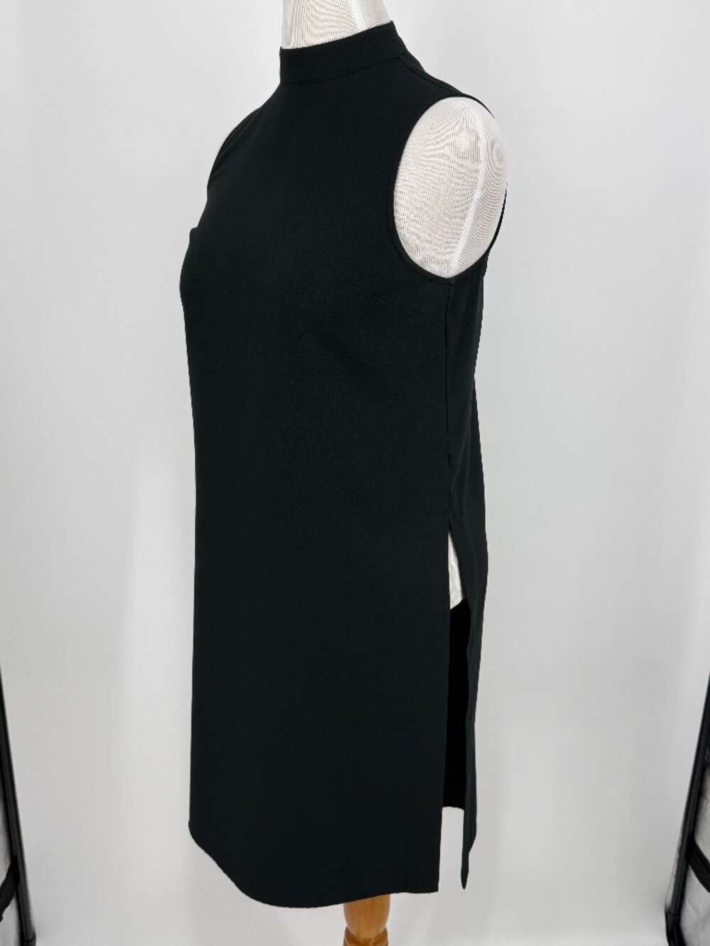 Who What Wear Black High Neck Deep Slit Tunic Duster M